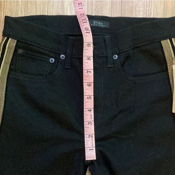 NWT Polo Ralph Lauren Gold & Black Wide Leg Black Jeans 26W - Picture 11 of 14
